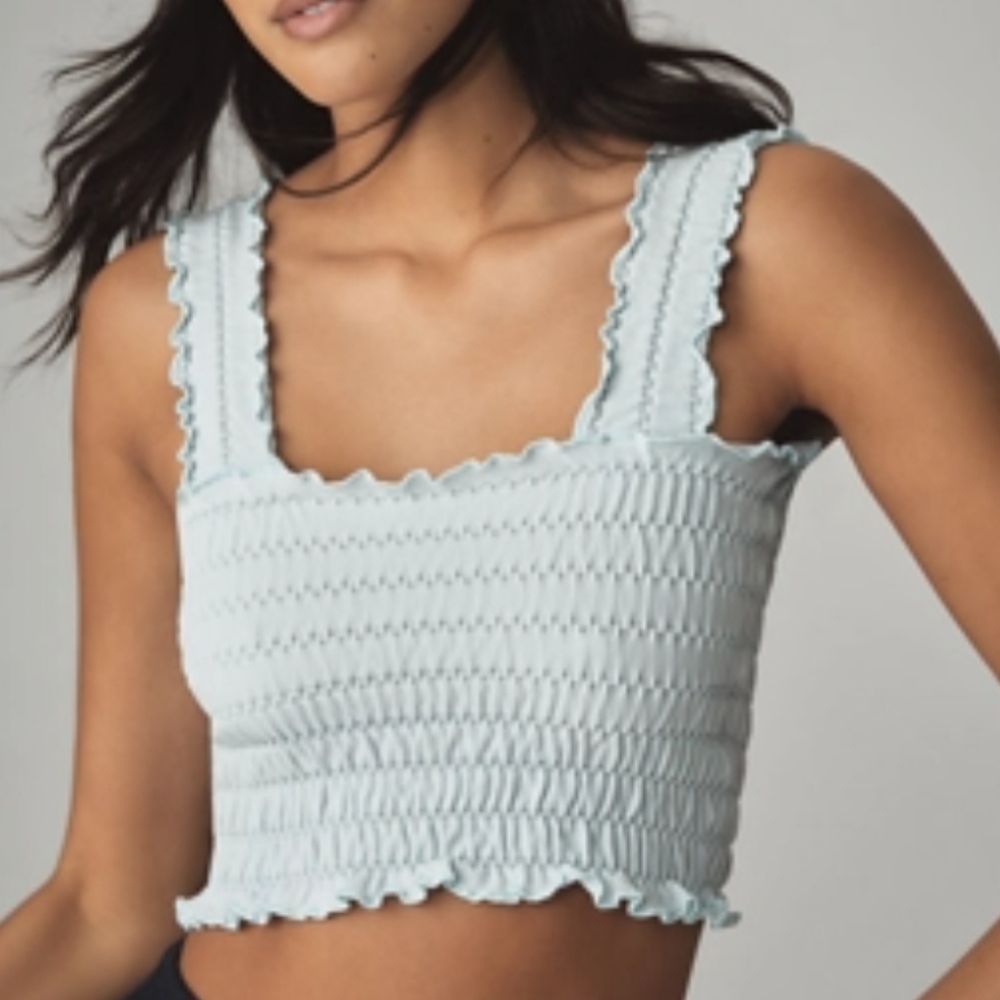 NWT By Anthropologie Seamless Smocked Squareneck Tank Top